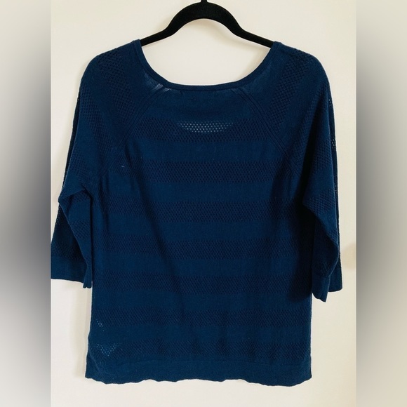 BANANA Republic Sheer Light Navy Cotton Summer Sweater. Size M - Picture 3 of 8